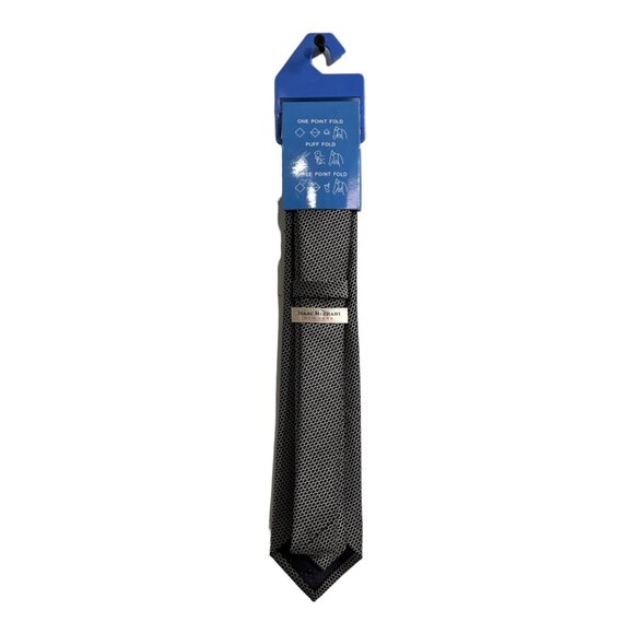 Isaac Mizrahi Tie Blue Sliver Check Diamond Print Classic Formal Homecoming - Picture 1 of 7